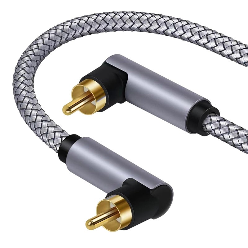 Right Angle Male to Male Subwoofer Cable Digital Coaxial Nylon Braided Cord - Image 5